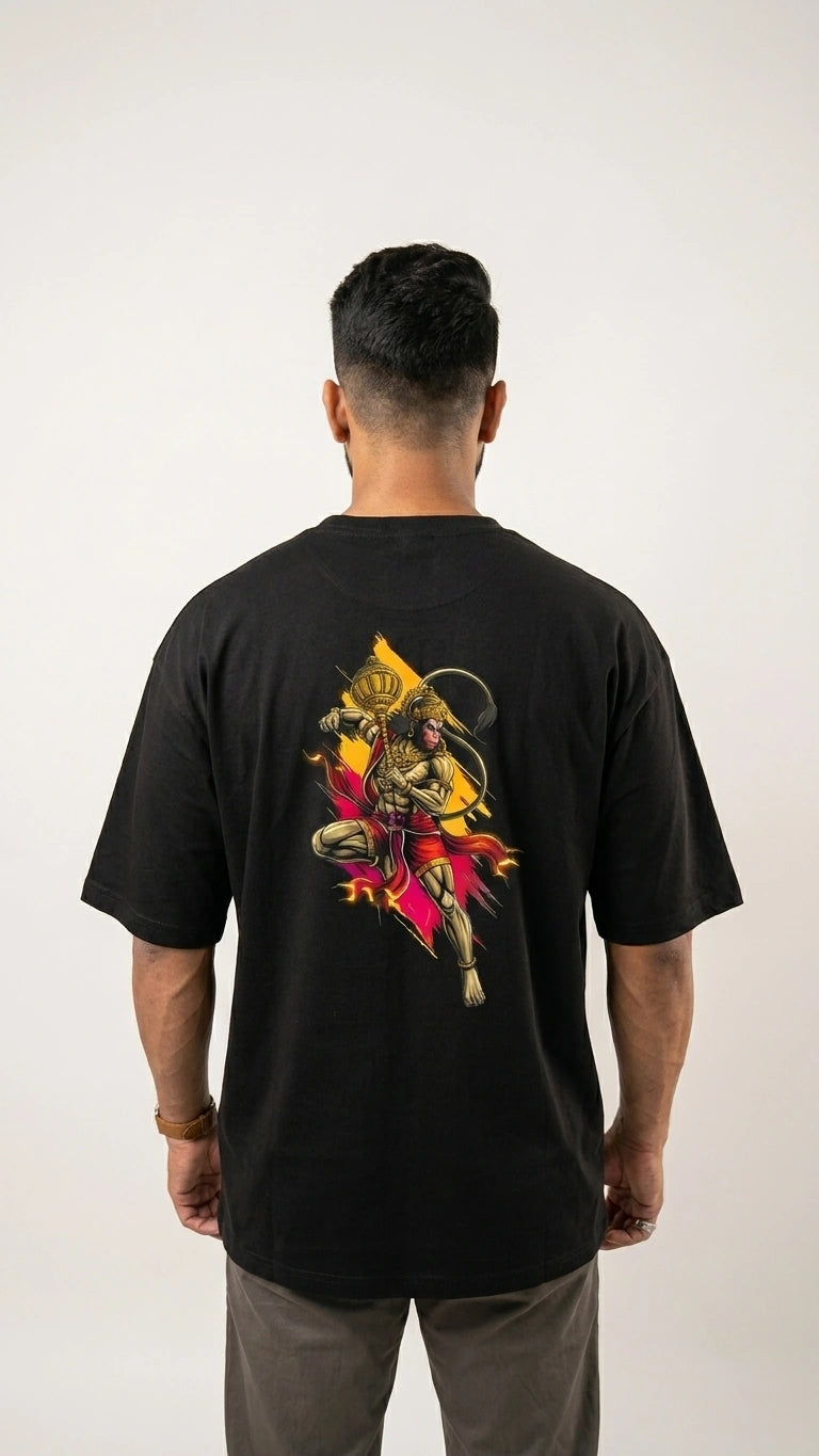 Hanuman Ji Graphic Oversized T-Shirt Close-Up Print – Shweta Styles