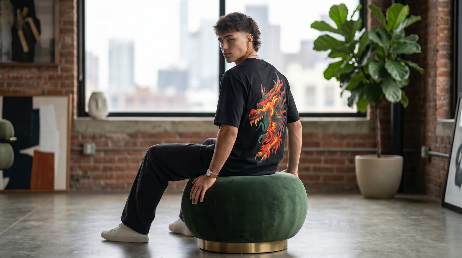 Fired Dragon Graphic Oversized T-Shirt Black 240 GSM Organic Cotton – Shweta Styles