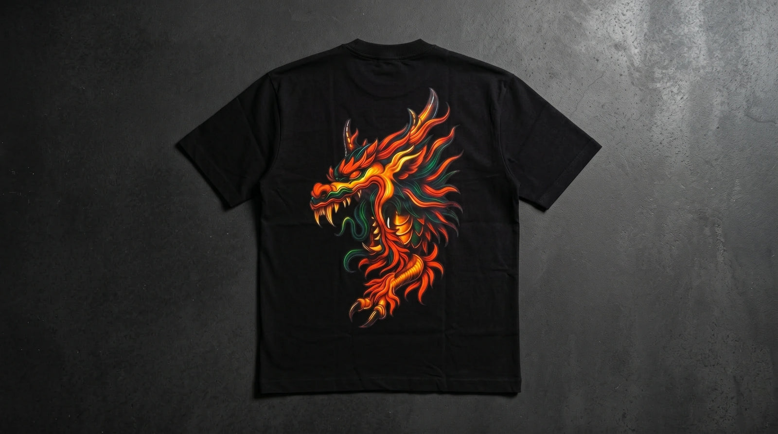 Fired Dragon Graphic Oversized T-Shirt Black Full Body – Shweta Styles