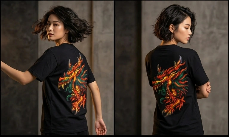 Fired Dragon Graphic Oversized T-Shirt – 240 GSM Organic Cotton