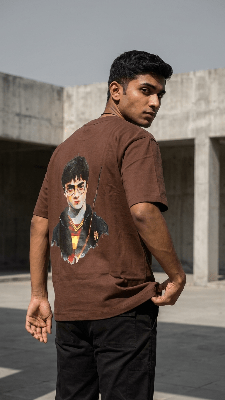 Harry Potter Back Print Oversized T-Shirt Back Print Close-Up – 240 GSM Organic Cotton – Shweta Styles