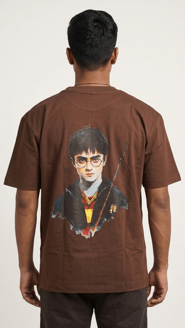 Harry Potter Back Print Oversized T-Shirt Full Body Back – 240 GSM Organic Cotton – Shweta Styles