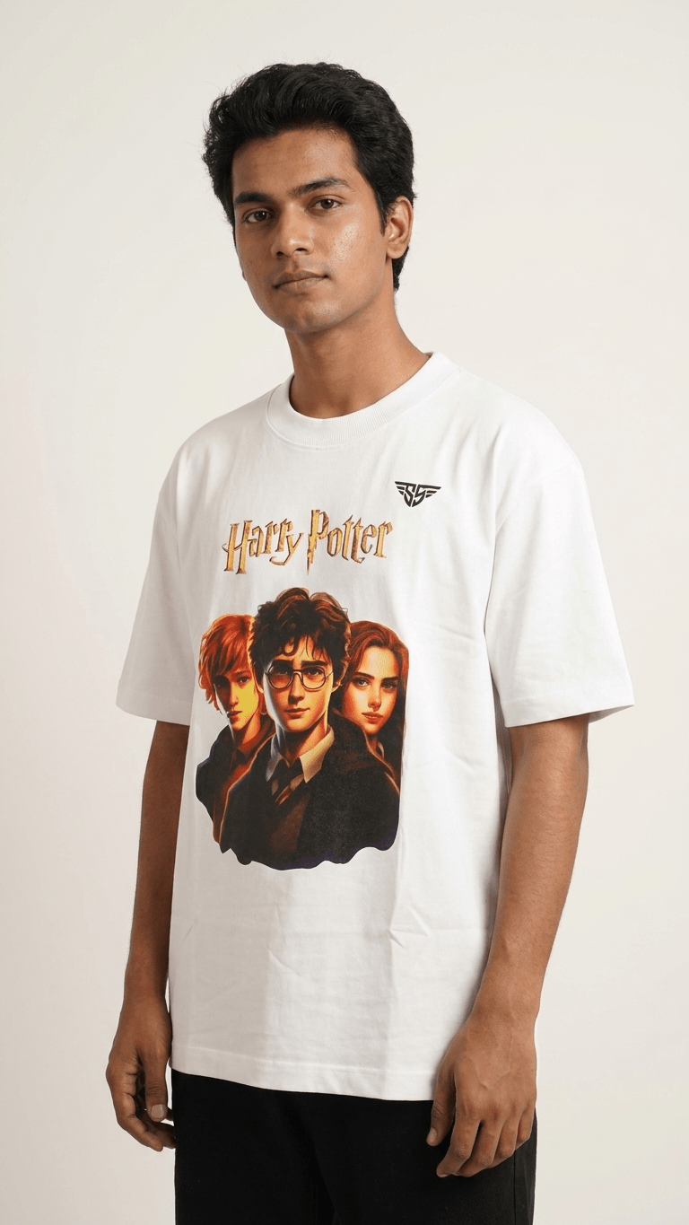Harry Potter Graphic Oversized T-Shirt Back View – 240 GSM Organic Cotton – Shweta Styles