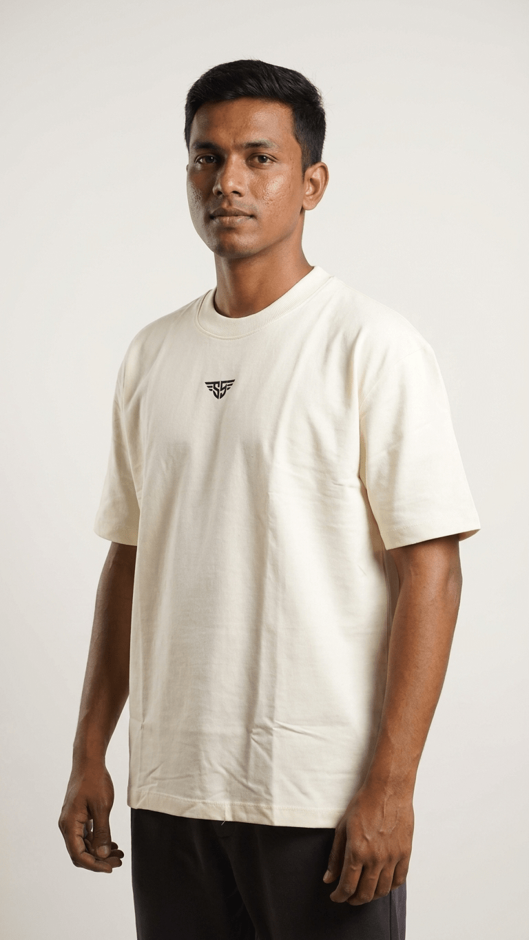 Plain Oversized T-Shirt Back View – 240 GSM Organic Cotton – Shweta Styles